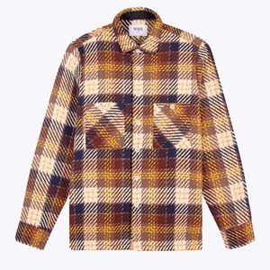 WAX LONDON WHITING OVERSHIRT MADRAS BROWN (LARGE)